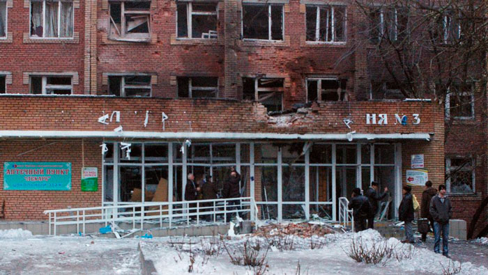 Hospital de Donetsk davastado tras la explosión