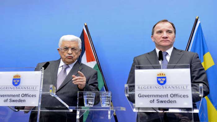 El presidente de Palestina Mahmoud Abbas y el primer ministro Stefan Löfven alcanzaron acuerdos diplomáticos y de cooperación bilateral. (Foto: AFP)