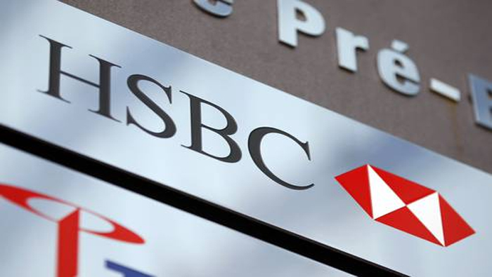 Logo del HSBC en la sucursal suiza del banco en Ginebra, Suiza, anteayer