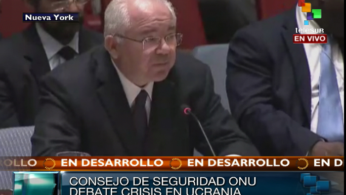 El embajador venezolano al Consejo de Seguridad de la ONU, Rafael Ramírez, respalda los acuerdos de Minsk.