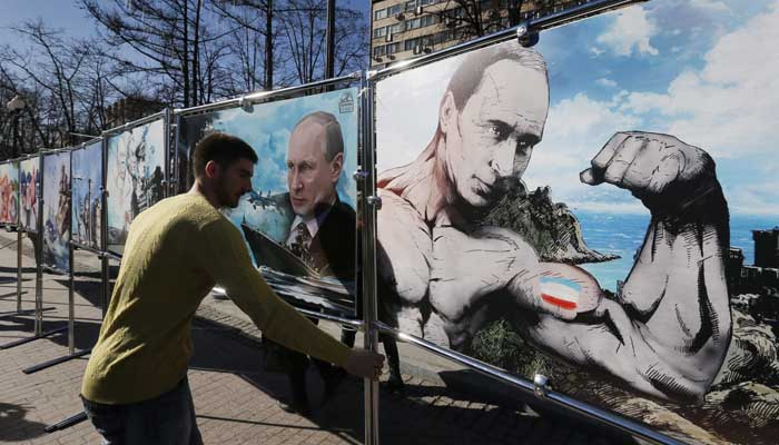 Ucraniamos manifiestan su agradecimiento al presidente ruso, Vladimir Putin con una galería de obras llamadas:  