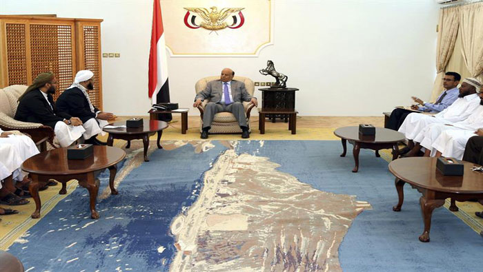 Presidente Abdo Rabu Mansur Hadi, en el Palacio Presidencial de Adén
