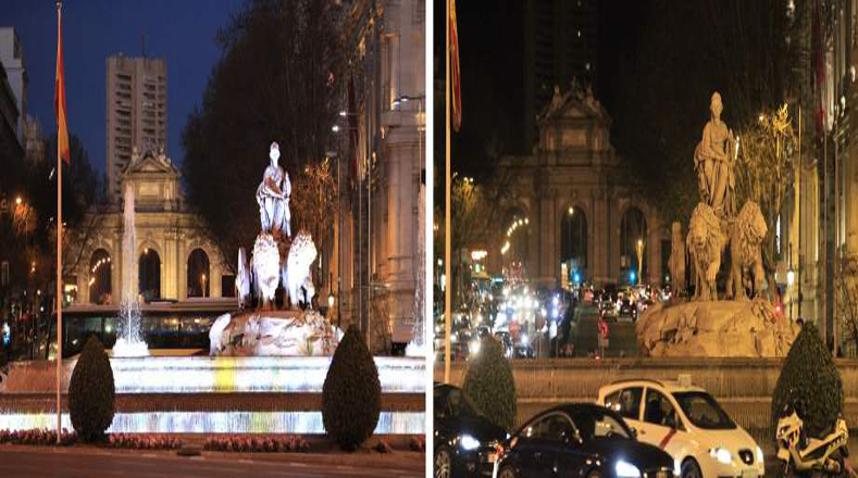 La ciudad de Madrid se sumó a la Hora del Planeta apagando las luces de la diosa Cibeles y la Puerta de Alcalá.