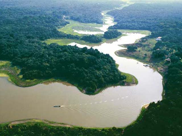 El río Amazonas (América del Sur) representa una quinta parte del total de caudal fluvial del mundo.