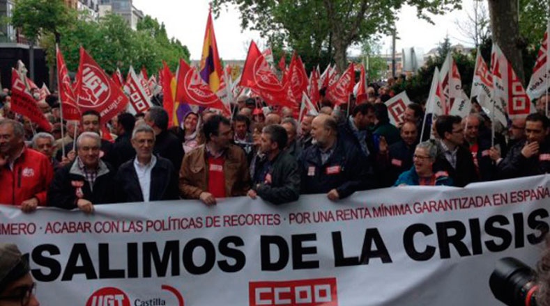 Bajo el lema “Así no salimos de la crisis” los trabajadores de España salieron este viernes a las calles en unas 80 manifestaciones en todo el país.