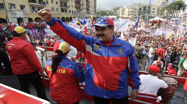 El presidente de Venezuela, Nicolás Maduro, en la celebración del Día del Trabajador en Venezuela.