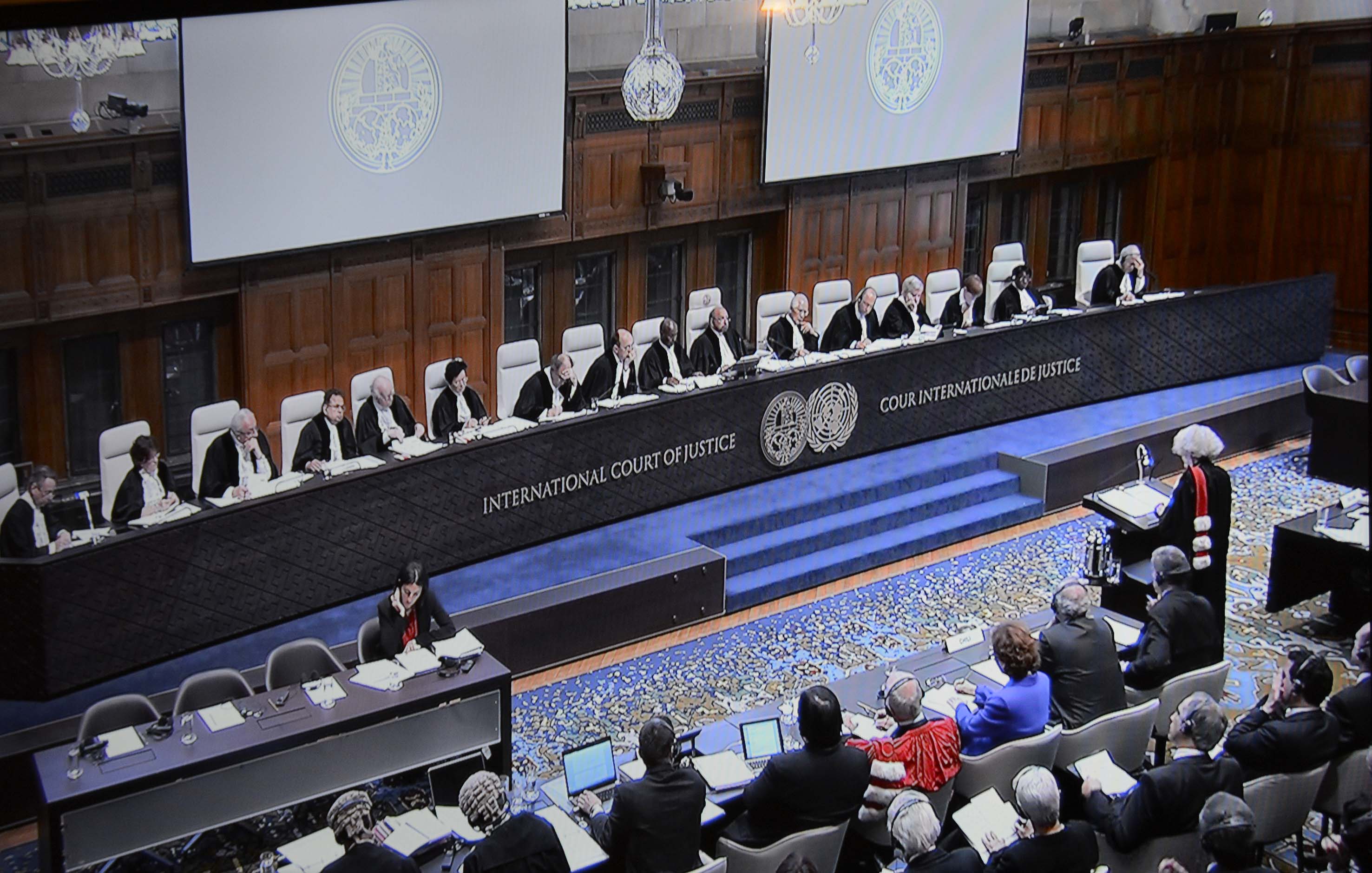 Asesores internacionales de Bolivia en su audiencia oral ante la Corte Internacional de Justicia