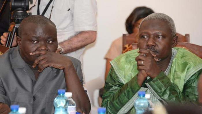 Edouard Ngaissona, coordinador del grupo anti-balaka, y Mohamed Moussa Dhaffane, líder de los ex Seleka.