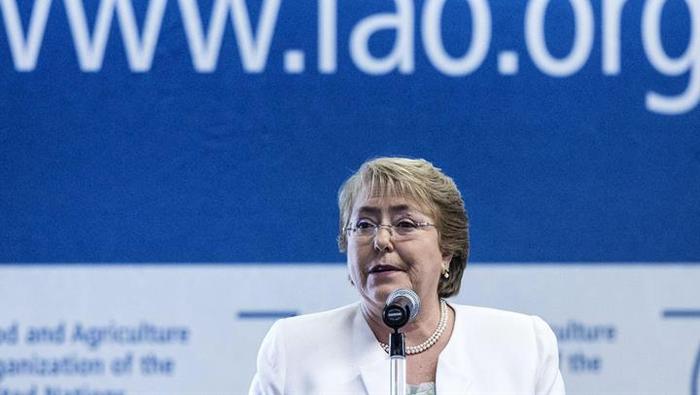 La presidenta chilena, Michelle Bachelet, destacó el papel de las mujeres en la lucha contra el hambre en esa nación.