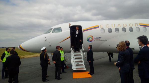 El presidente ecuatoriano, Rafael Correa, llegó a Bruselas para participar en la cita de los días 10 y 11 de junio.