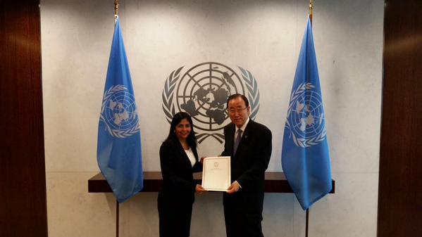 La Canciller hizo entrega de la carta del presidente Maduro al secretario de la ONU.