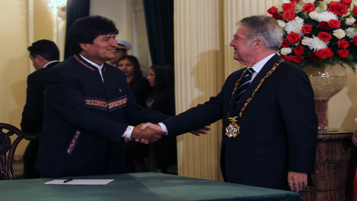 Presidente de Bolivia destacó participación de Austria en el crecimiento de la economía de su país.