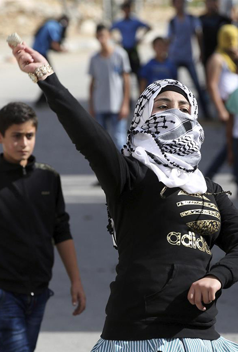 Mujeres palestinas participaron en la jornada de protestas 
