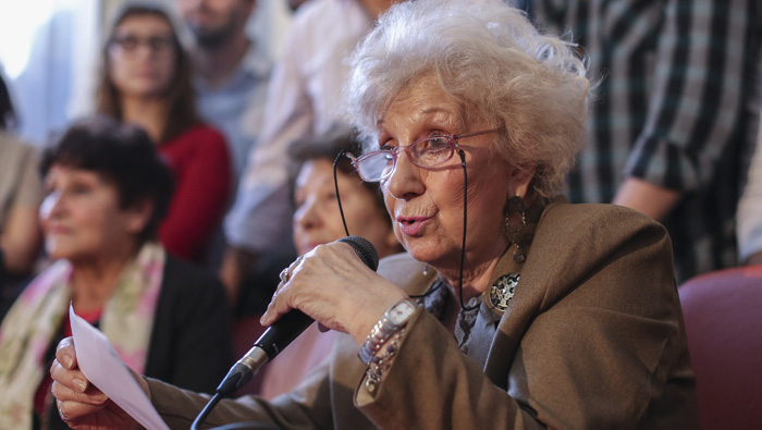 La presidenta de Abuelas de Plaza de Mayo, Estela de Carlotto, recordó las políticas del kirchnerismo en la lucha por los derechos humanos.