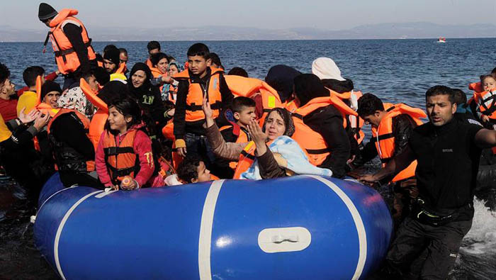 Llegada de refugiados a la isla de Lesbos (Grecia)