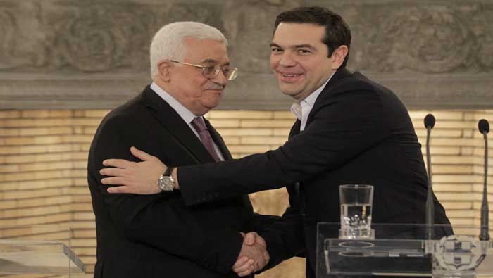 El jefe de la Autoridad Nacional de Palestina, Mahmud Abbás, agradeció la solidaridad del pueblo griego