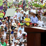 President Rafael Correa giving a speech in Guayaquil to celebrate the 9th anniversary of the Citizens
