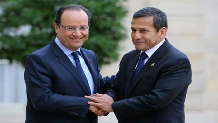 Hollande realiza la primera visita de Estado de un presidente francés a Perú desde 1964