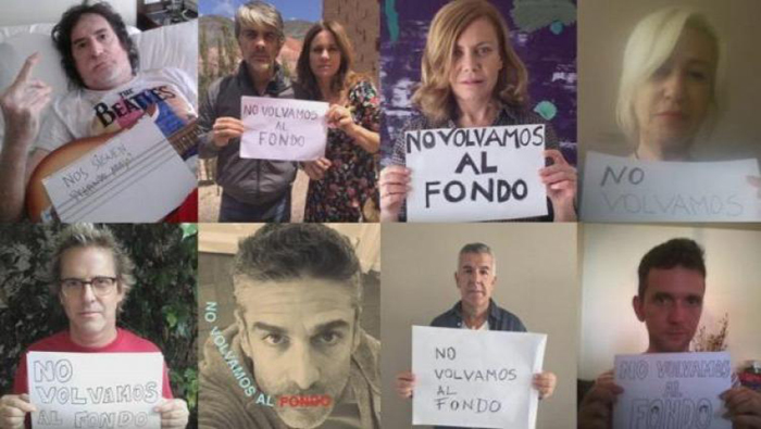 Artistas hicieron un video con pancartas y bajo la consigna #NoVolvamosAlFondo, que rápidamente se viralizó en las redes sociales.  