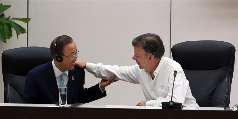 Desde 2010 el secretario general de la ONU, Ban Ki-moon, ha ofrecido al presidente Santos su apoyo para alcanzar la paz.