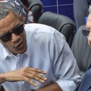 Barack Obama watches baseball with Cuba