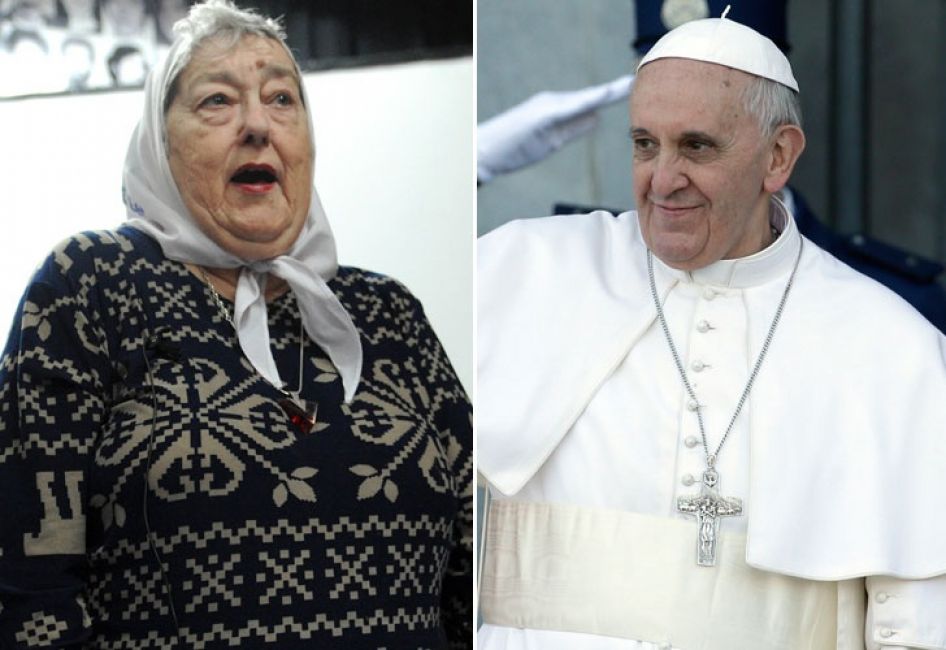 Hebe de Bonafini le entregará mañana al Papa un pañuelo de las Madres de Plaza de Mayo.