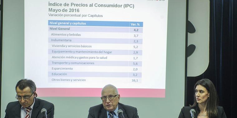 Los datos de Jorge Todesca (centro) son en comparación al mes de abril.