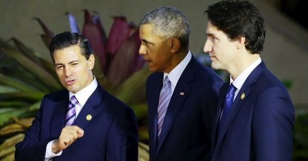 Enrique Peña Nieto, Barack Obama y Justin Trudeau.