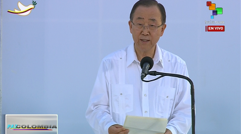 ¡Viva la paz, viva Colombia en paz", manifestó el secretario general de la ONU, Ban Ki-moon.