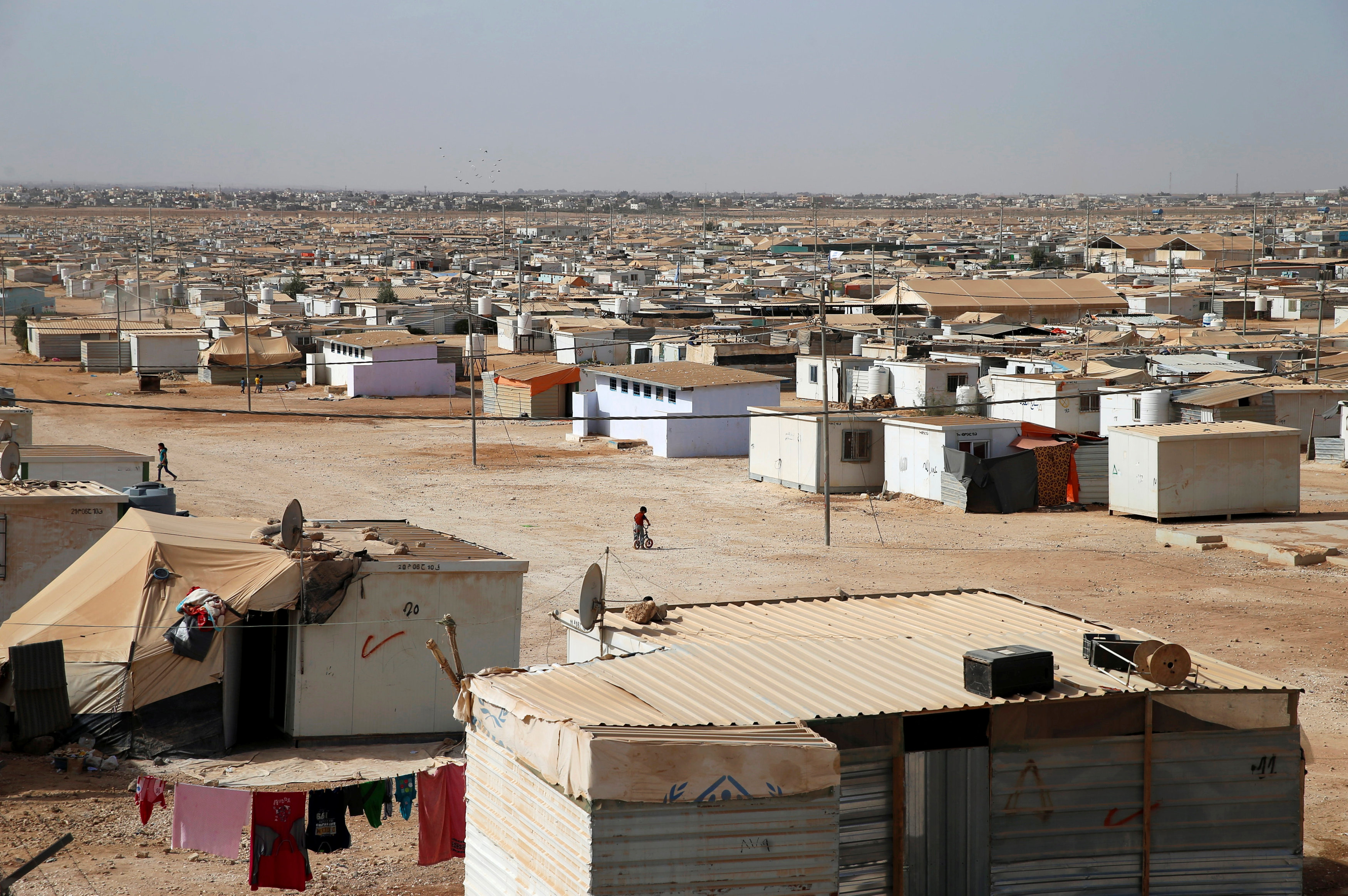 Refugiados sirios en campo de Al-Zaatari, Jordania.