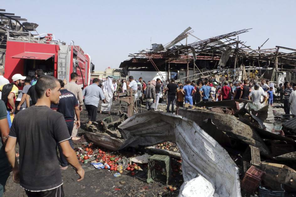 Atentado ocurrido en un mercado en Bagdad.