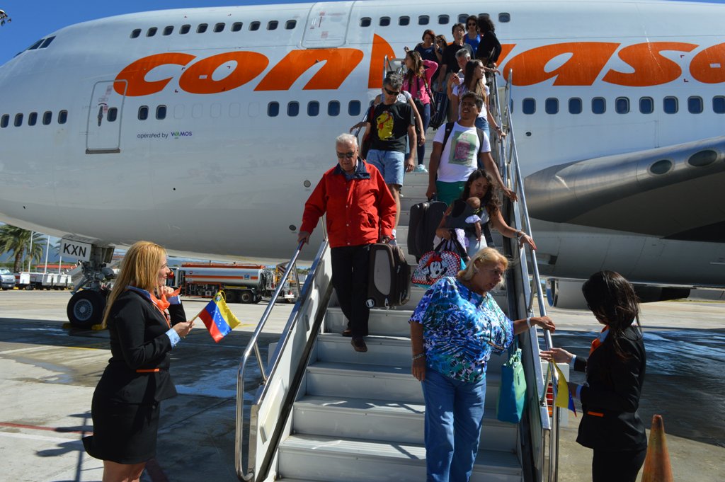 Llegada de visitantes a Venezuela.