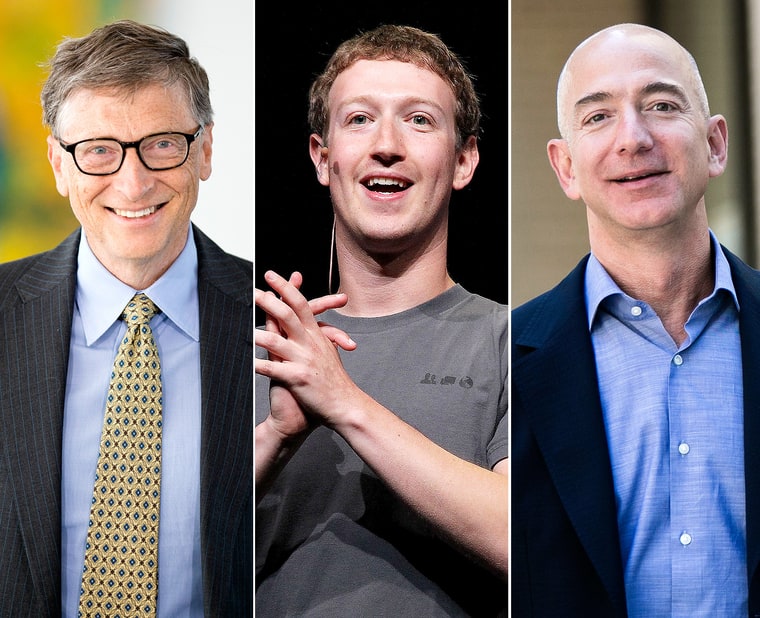 Entre los más ricos se encuentran Bill Gates, fundador de Microsoft; Mark Zuckerberg, cofundador de Facebook, Jeff Bezos (Amazon), el mexicano Carlos Slim (Grupo Carso) y el español Amancio Ortega (Inditex).