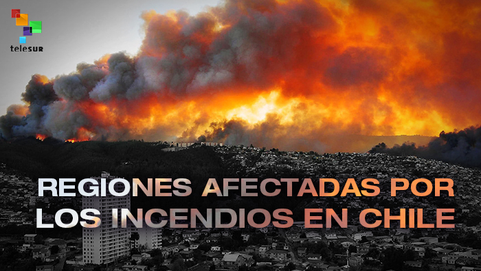 Regiones afectadas por los peores incendios forestales de Chile