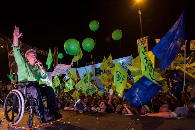Lenín Moreno, candidato de Alianza PAIS, durante el cierre de campaña electoral.