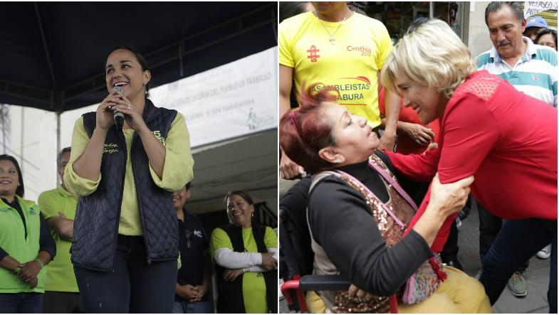 La parlamentaria Gabriela Rivadeneira (i) es la candidata con más votos en Ecuador, incluso superó a candidatos presidenciales como Cynthia Viteri (d).