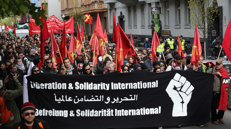 En Alemania también realizaron manifestaciones para celebrar el 1° de mayo.