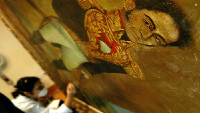 Un cuadro del Libertador Simón Bolívar en la cancillería de Panamá.