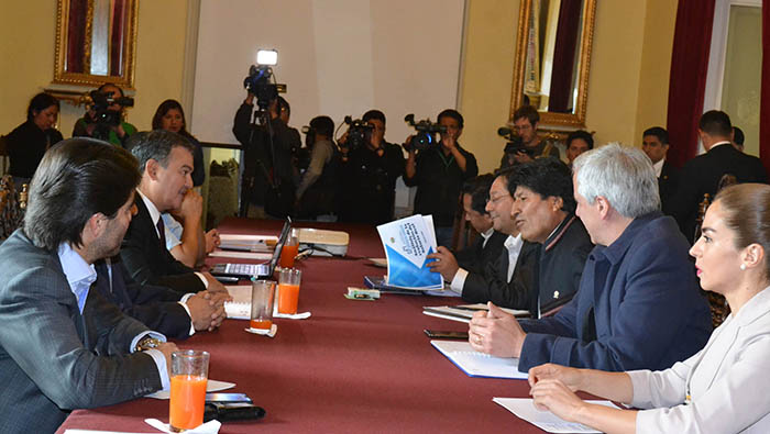 Evo Morales se reunió este lunes con empresarios para escuchar sus propuestas.