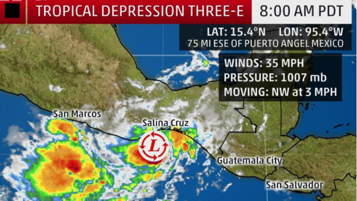 El canal estadounidense sobre el clima The Weather Channel informó que Calvin puede fortalecerse y convertirse en tormenta tropical.