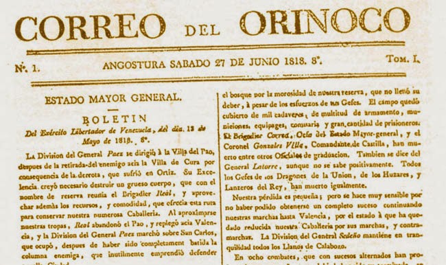 En conmemoración a la primera publicación del Correo del Orinoco realizada el 27 de junio de 1818, se celebra en esta fecha el Día Nacional del Periodista en Venezuela.