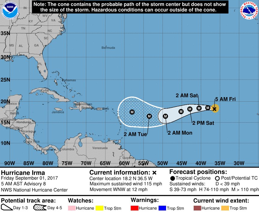 La categoría 2 comprende huracanes con vientos sostenidos de entre 154 km/h y 177 km/h.