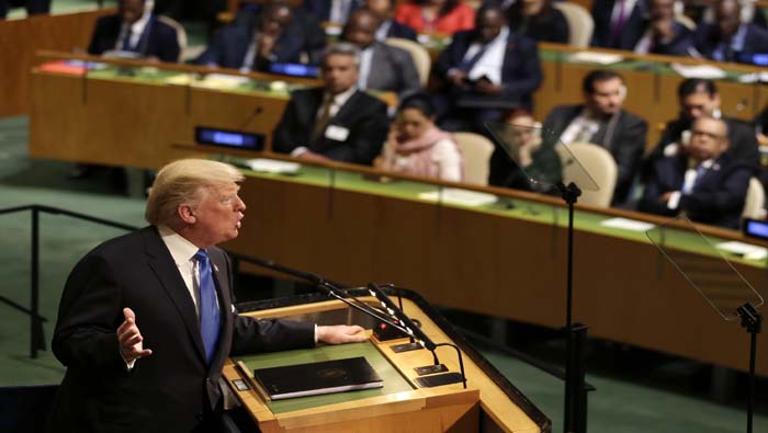El presidente estadounidense durante su alocución en la Asamblea General de las Naciones Unidas.