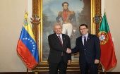 El canciller Jorge Arreaza (D) recordó que ha encontrado en Portugal una cooperación financiera importante ante el asedio económico contra Venezuela.