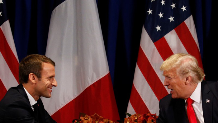 Macron (i) se ha reunido varias veces con Trump, incluido en septiembre pasado en Nueva York.