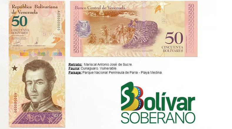 Los billetes que circularán a mitad de este año tendrán una denominación de dos, cinco y diez bolívares. También circularán billetes de 20, 50, 100, 200 y 500 bolívares. 