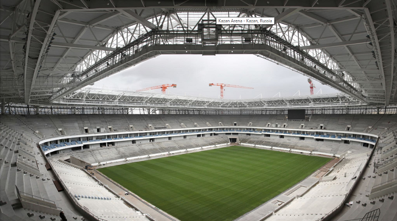 El estadio de Nizhni Nóvgorod está inspirado en dos características naturales: el agua y el viento.