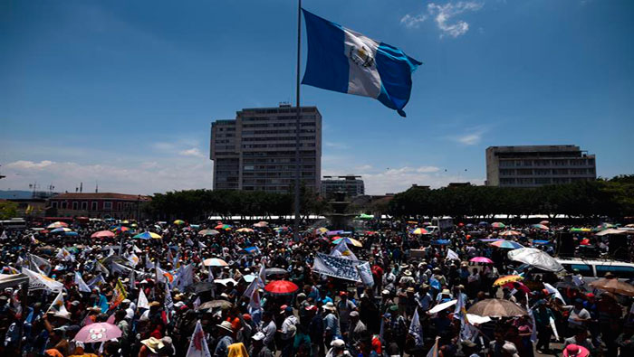 Campesinos, indígenas y activistas lideraron la movilización en la capital guatemalteca.
