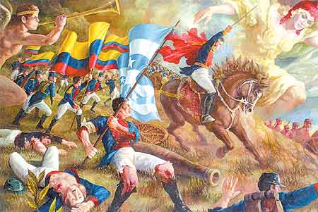 La Batalla de Pichincha fue llevada a cabo por venezolanos y ecuatorianos contra tropas españolas.