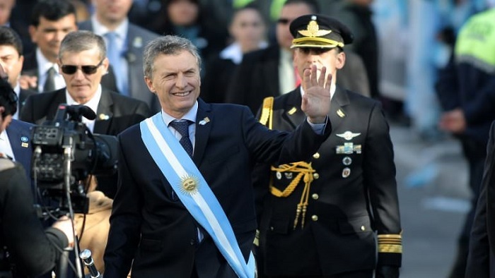 El presidente Mauricio Macri y los ministros de Defensa, Oscar Aguad y de Seguridad, Patricia Bullrich participaron en el acto conmemorativo de los 208 años de las fuerzas militares.